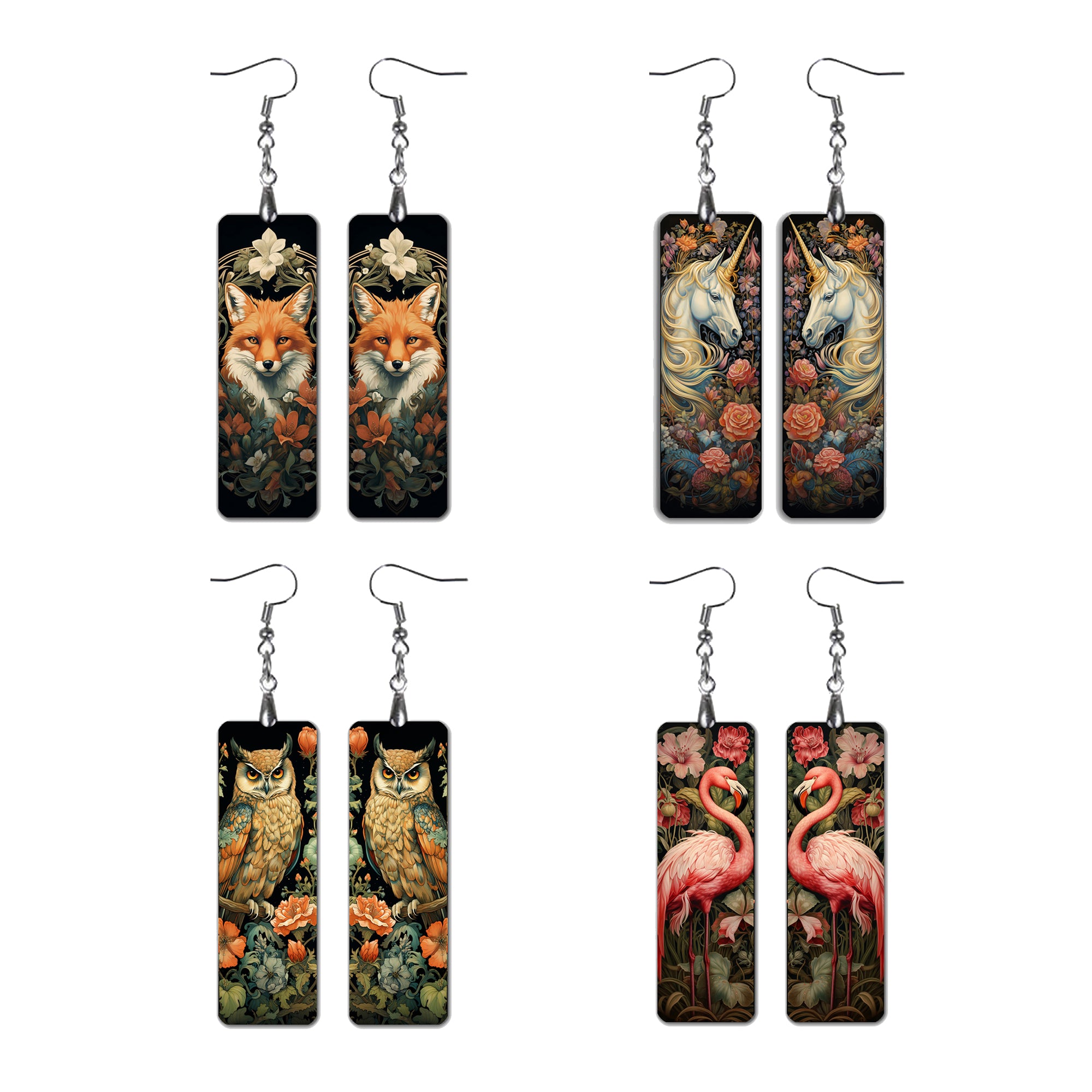 Earrings with animals in Art Nouveau style